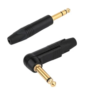 6.35mm Microphone Plug 1/4" Gold Right Angle / Straight Speaker Mono Connector - Picture 1 of 13
