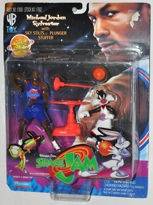 Looney Tunes Space Jam Michael Jordan & Sylvester w/ Stilts & Plunger MOC 1996 - Image 1 of 2
