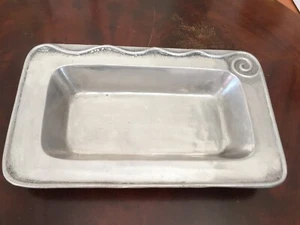 Rectangular pewter bowl-tray with swirl trim. Very Sturdy. - Picture 1 of 3