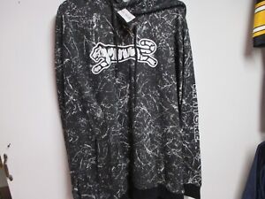 Le TIGRE (COLLECTION) MENS HOODED SWEATSHIRT (2XL) BLACK CRACKLE PATTERN NWT $80