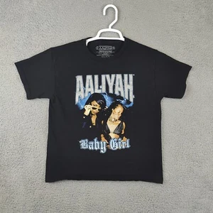 Girls Alliyah Shirt 11 / 12 Black Short Sleeve Crew Neck Rap T-shirt 90s Y2K  - Picture 1 of 7