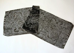 Vintage Burnout Velvet Scarf Pearly Gray / Sparkling Dots ~ Floral ~ 59" x 17" - Picture 1 of 7