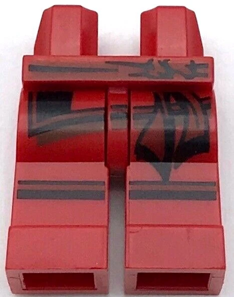 Lego New Red Hips Minfigure Legs Black Dark Red Sash Knee Stripes Pattern - Image 1 of 1