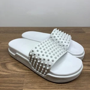 Christian Louboutin Pool Donna White Platform Spike Sandal Size 44 EU (041542) - Picture 1 of 15