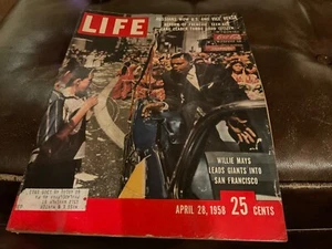 LIFE MAGAZINE APRIL 28, 1958, WILLIE MAYS LEADS GIANTS INTO SAN FRANCISCO, VG - Picture 1 of 1