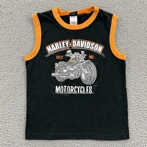 Harley Davidson Shirt Boys 6 Black Youth Sleeveless Tank Top Motorcycle Biker - Picture 1 of 6