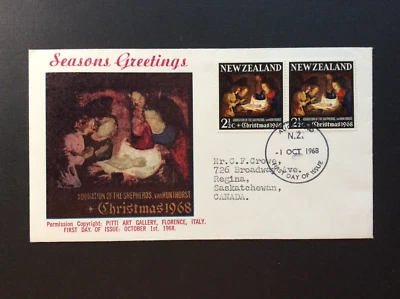 BroadviewStamps New Zealand cover #414 pair.  Christmas FDC. - Image 1 of 3