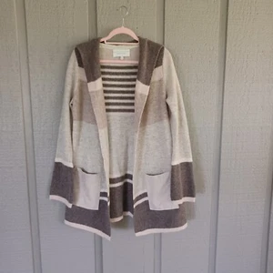 Anthropologie Angel of The North Women Cardigan S Striped Lambwool Open Front - Picture 1 of 12