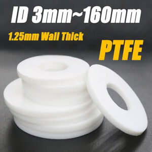 1.25mm Wall Thick PTFE White Flat Washers Shim ID3mm~160mm Flange Sealing Gasket