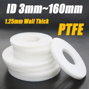 1.25mm Thick PTFE Heat Resisting Flat Washers ID 3mm~160mm Flange Sealing Gasket - Picture 1 of 6