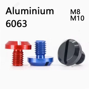 Aluminum 6063 Slotted Flat Head Rearview Mirror Hole Plug Screws M8 M10 - Picture 1 of 12