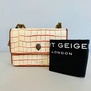 KURT GEIGER LONDON THE SHOREDITCH LEATHER CROC EMBOSSED 2-WAY CROSSBODY BAG - Picture 1 of 13