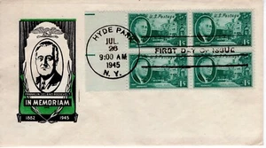 USPS 1945 Roosevelt Hyde Park 1¢ United States FDC 100A ST3320 - Picture 1 of 3