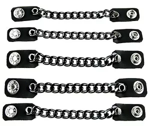 Chaleco Extensor 1 Fila Cadena Negra Motociclista MC Chaqueta Motocicleta Snap-5 piezas - Imagen 1 de 7