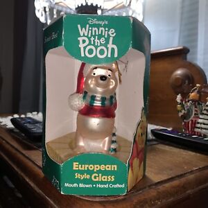 Winnie The Pooh Disney Christmas Ornament Santa's Best European Style Glass