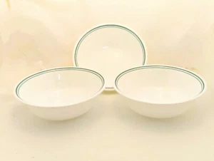 3 Corelle Rosemarie / Cafe Green Soup Cereal Bowls Two Green Rings 6 1/4" - Picture 1 of 7