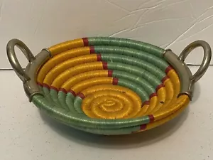 Cesta tejida vintage asas metálicas - Imagen 1 de 7