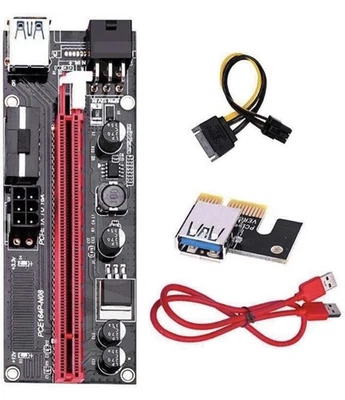 PCI-E 1x A 16x Express Riser Scheda Adattatore USB 3.0 SATA 15Pin 6Pin - Immagine 1 di 4