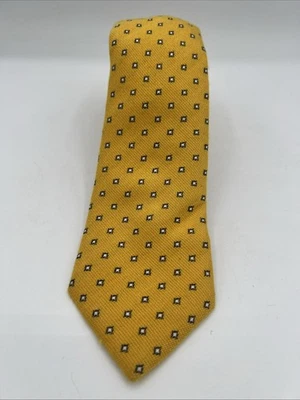 Corbata de lana de seda Boggi Milano hecha en Italia amarilla con cuadrados geométricos ENVÍO GRATUITO Foto 1 de 4