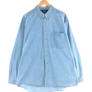Vintage 1980'S WOOLRICH long-sleeved button-down denim shirt men's size XL - Picture 1 of 19