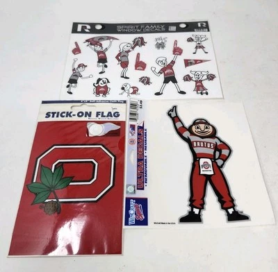 Ohio State Buckeyes Window Decal Bumper Sticker Lot Brutus Buckeye Spirit Family - Image 1 of 4