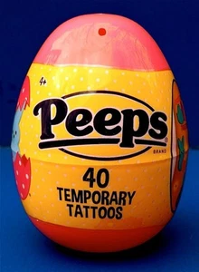 NUEVO PEEPS 40 TATUAJES TEMPORALES EN PLÁSTICO ROSA BRILLANTE HUEVO PASCUA CESTA RELLENO - Imagen 1 de 1