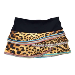 LUCKY IN LOVE TENNIS Damen ROCK SKORT Größe Small 4-6 Lagenlook Leopardenmuster - Bild 1 von 8
