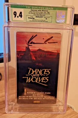 Kevin Costner Signed 1990 Dances with Wolves SEALED VHS Graded CGC 9.4 A+ Orion - Image 1 of 4