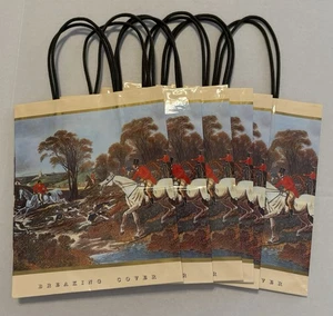 Vtg Hallmark Gift Bag Lot of 6 Breaking Cover Fox Hunting Scene New Old Stock - Picture 1 of 7