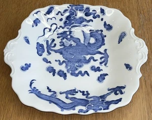 Plato cuadrado vintage Coalport England Blue Dragon Chinoiserie años 60 26 cm de ancho - Imagen 1 de 11