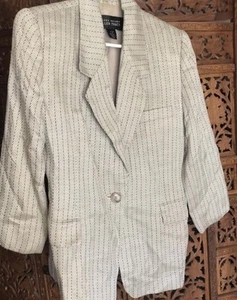 Vintage Linda Allard Ellen Tracy Silk Houndstooth Oversized Blazer S/M - Picture 1 of 3