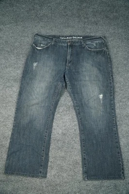 Guess Jeans Mens 40x30 (Fits 40x27) Blue Delmar Straight Fit Distressed Denim - Image 1 of 4