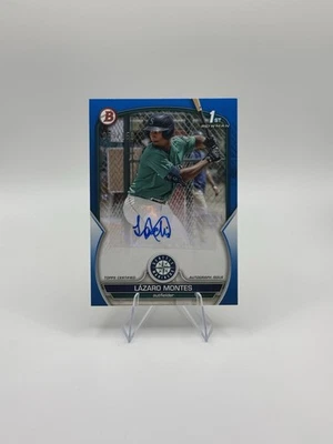 Bowman Chrome Prospects Lázaro Montes 2023 primer azul automático/150 Seattle Mariners Foto 1 de 2