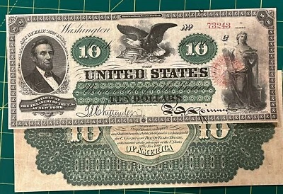 Reproduction 1862  $10 United States Note Lincoln USA Currency Copy See Below - Image 1 of 4