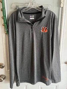 Cincinnati Bengals Shirt 1/4 zip NFL Team Apparel Lg Sleeve Gray Sz L Lgtwt EUC - Picture 1 of 6