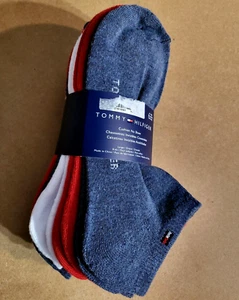 Tommy Hilfiger 6 pack no show socks 6pk Cushion Sport Socks Navy Red Size M 4-10 - Picture 1 of 7