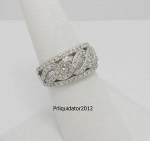 1CT Natural Diamond Anniversary Cluster Wedding Bridal Ring Band 10K White Gold - Picture 1 of 13