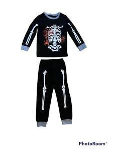 skeleton pajamas boys size 5 black and white with gray trim Orange Spider & Web - Picture 1 of 2