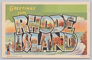 Postkarte Gruß aus Rhode Island Beach Swimmers Capitol 1939 - Bild 1 von 2