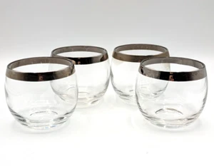 Roly Poly Stiellose Wein Cocktail Gläser mit Silberband 4er Set Vintage 6oz - Bild 1 von 6