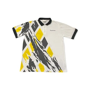 Vintage 90's Made In USA All Over Print Polo Shirt Large Playdrome (Blk) - Picture 1 of 8