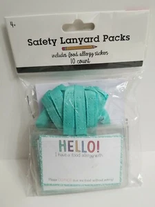 10 Ct  Safety Lanyard Pack Food Allergy ID Holder w/ Stickers Teach School Camp  - Picture 1 of 2