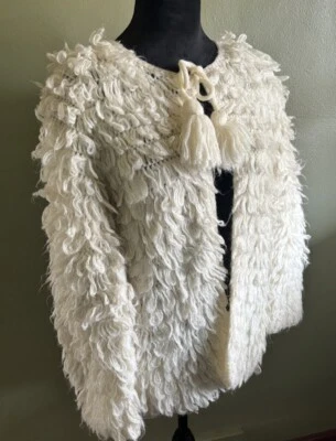 70s Rochelle California INSANE SHAGGY LOOPED Cardigan Sweater.medium - Image 1 of 4
