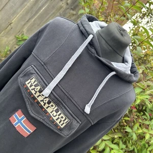 Napapijri Negro Burgee Sudadera con Capucha Deletrear Suéter Aire Libre Aventura Calle L - Imagen 1 de 20