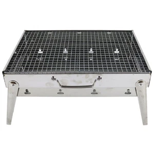 BBQ Grill Stainless Steel Hibachi Charcoal Camping Barbecue Smoker - Picture 1 of 22