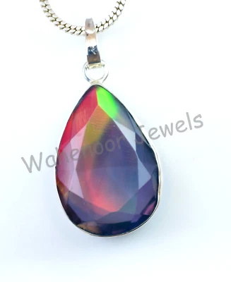 Raro 31.45 KT Aurora Opale Pera 925 Pendente Argento Sterling Certificato Fatto - Immagine 1 di 4