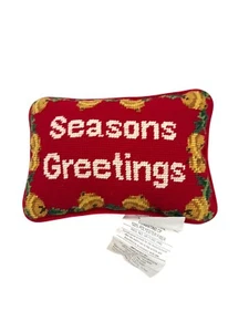 Vintage Lillian Vernon Wool Decorative Needle Point Holiday Pillow Red Christmas - Picture 1 of 11