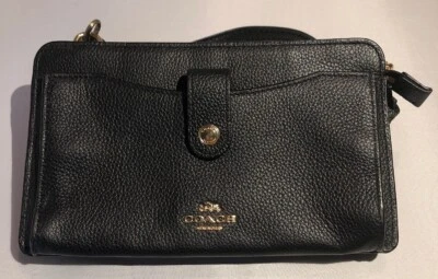Vtg Coach Black Pebble Leather Crossbody Travel Every Occasion Simple Perfect - Image 1 of 4