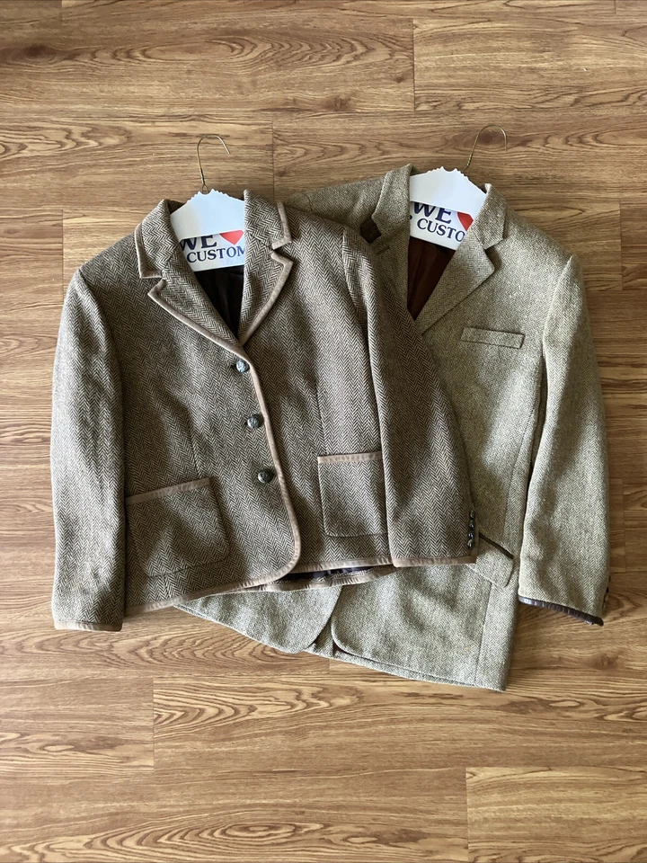 Ralph Lauren Vintage Tweed Ecuestre Lote De 2 Chaqueta Colegial/Blazer Talla 16 Foto 1 de 4