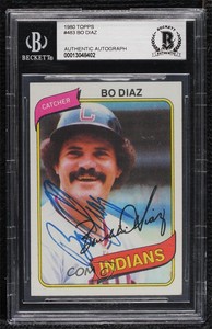 1980 Topps Bo Diaz #483 BAS Certified BGS Encased Auto